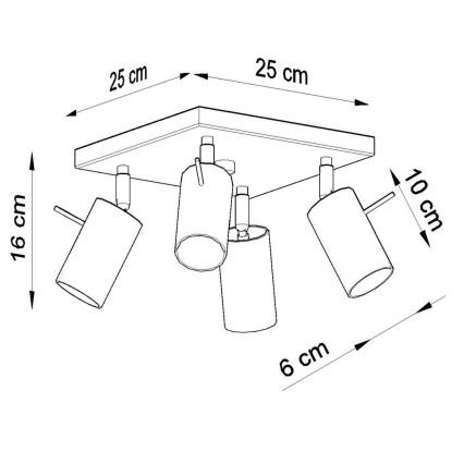 Spotlampe RING 4xGU10/10W/230V