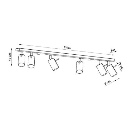 Spotlampe RING 6xGU10/10W/230V