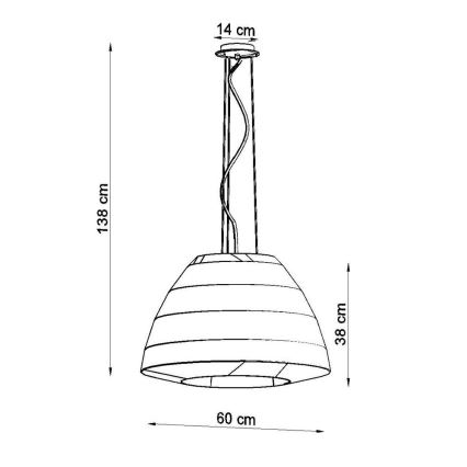 Pendel BELLA 3xE27/60W/230V diam. 60 cm hvid