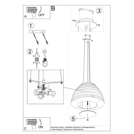 Pendel BELLA 3xE27/60W/230V diam. 60 cm hvid