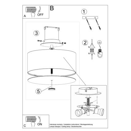 Loftlampe SKALA 3xE27/60W/230V diameter 30 cm hvid