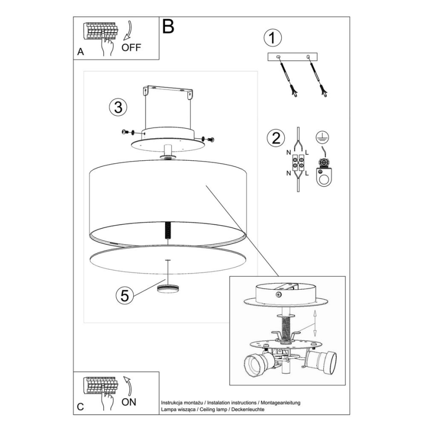 Loftlampe SKALA 3xE27/60W/230V diameter 30 cm hvid