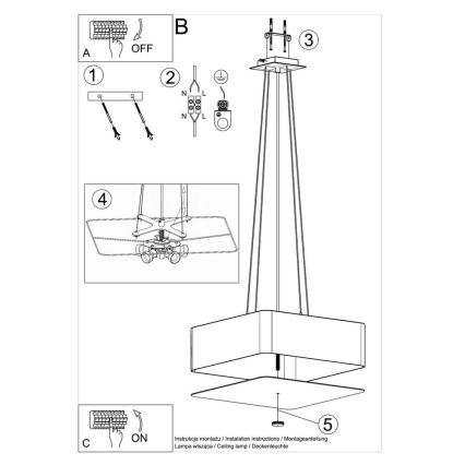 Pendel LOKKO 5xE27/60W/230V 45 cm sort