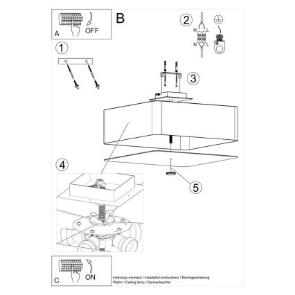 Loftlampe LOKKO 5xE27/60W/230V 45 cm sort