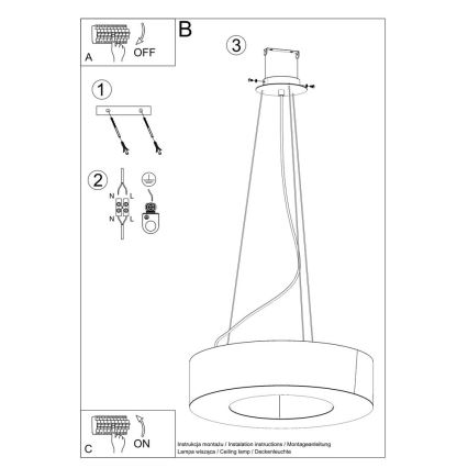 Pendel SATURNO 8xE27/60W/230V diam. 90 cm hvid