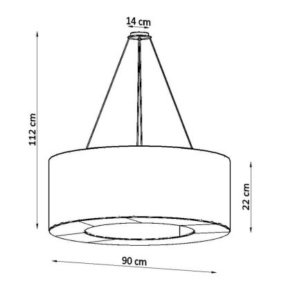 Pendel SATURNO 8xE27/60W/230V diam. 90 cm sort