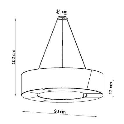 Pendel SATURNO SLIM 8xE27/60W/230V diam. 90 cm sort