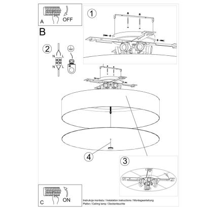 Loftlampe SKALA 6xE27/60W/230V diam. 80 cm sort