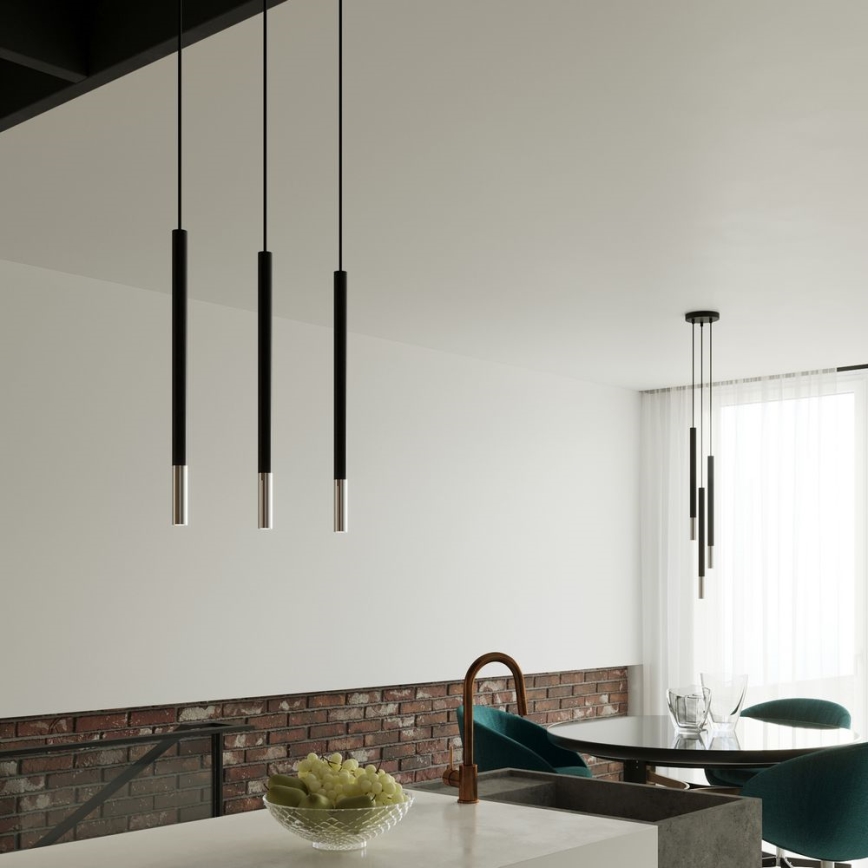 Pendel MOSAIC 3xG9/12W/230V sort/skinnende krom