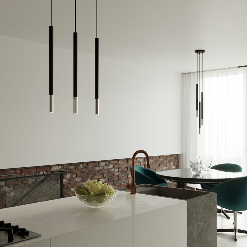 Pendel MOSAIC 3xG9/12W/230V sort/skinnende krom
