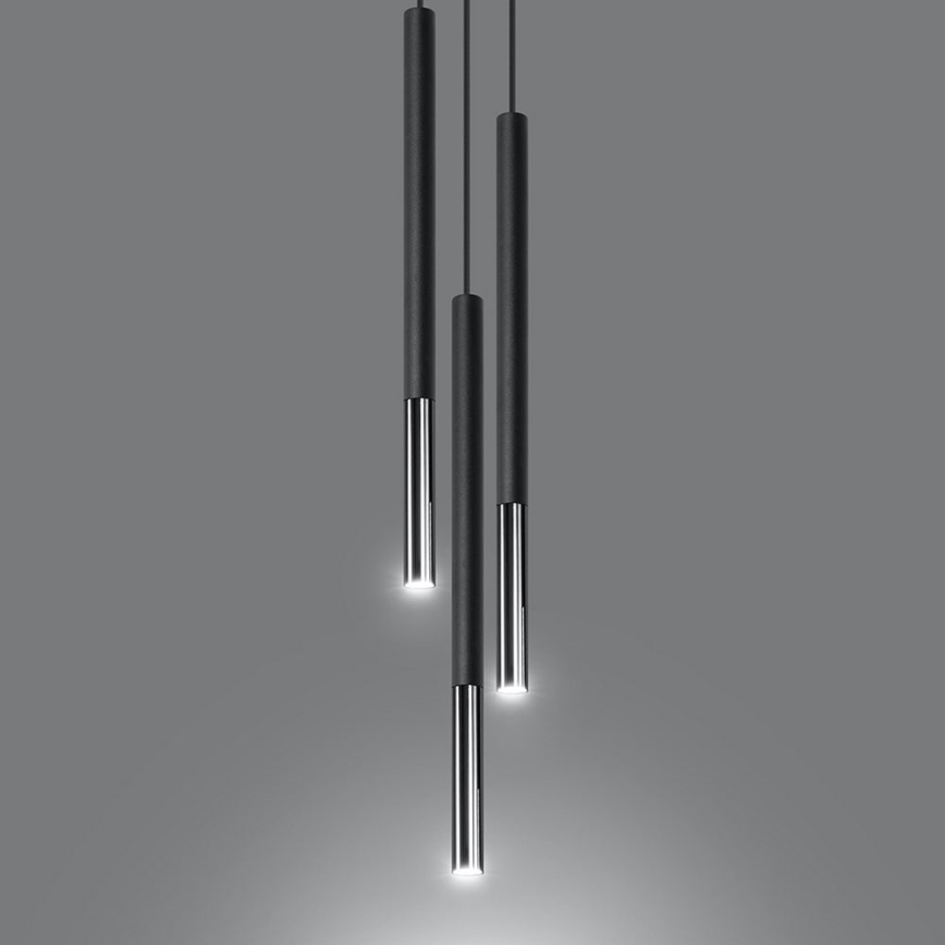 Pendel MOSAIC 3xG9/12W/230V sort/skinnende krom