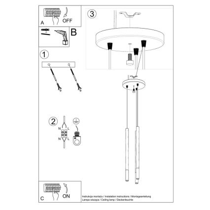 Pendel MOSAIC 3xG9/12W/230V sort/skinnende krom