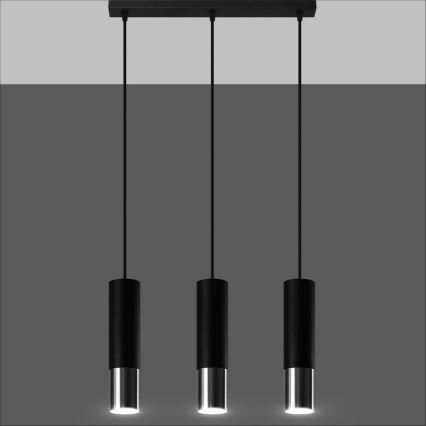 Pendel LOOPEZ 3xGU10/10W/230V sort/skinnende krom