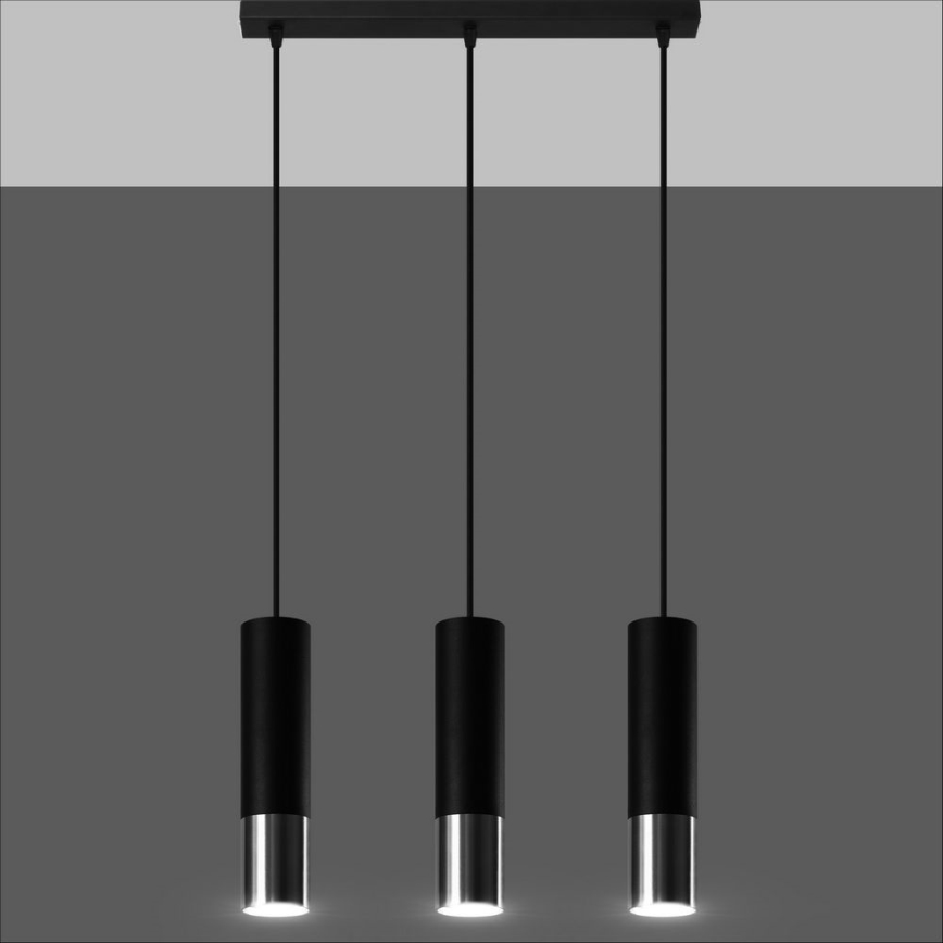 Pendel LOOPEZ 3xGU10/10W/230V sort/skinnende krom
