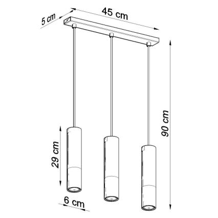 Pendel LOOPEZ 3xGU10/10W/230V sort/skinnende krom