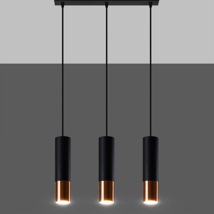 Pendel LOOPEZ 3xGU10/10W/230V sort/kobber