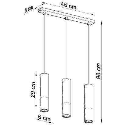 Pendel LOOPEZ 3xGU10/10W/230V sort/kobber