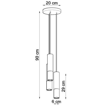 Pendel LOOPEZ 3xGU10/10W/230V rund sort/guldfarvet