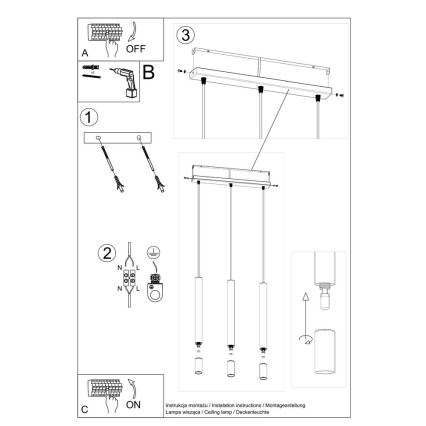 Pendel VIZIER 3xG9/12W/230V sort