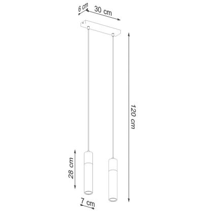 Pendel ZANE 2xGU10/40W/230V beton/Birk/bøg