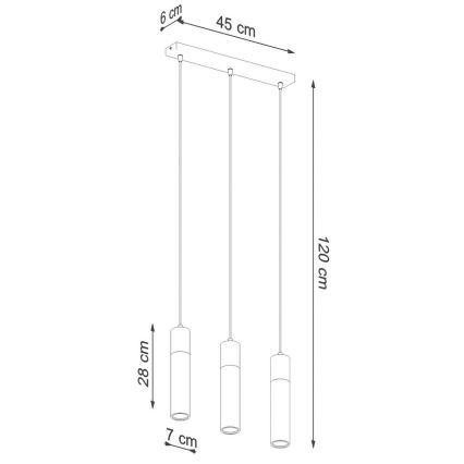 Pendel ZANE 3xGU10/40W/230V beton/Birk/bøg