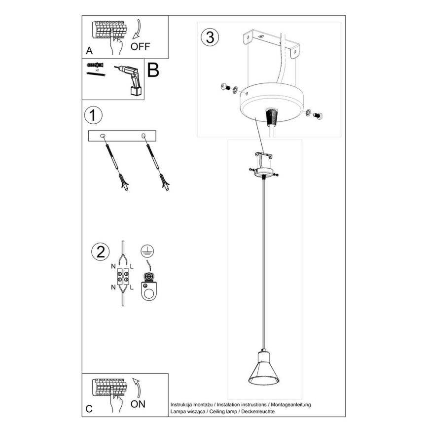 Pendel TALEJA 1xE27/60W/230V sort