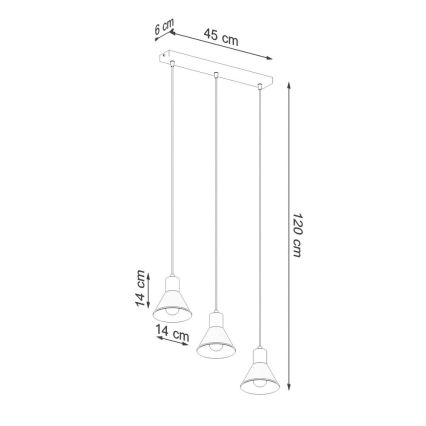 Pendel TALEJA 3xE27/60W/230V sort