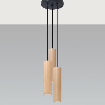 Pendel LINO 3xGU10/40W/230V bøg