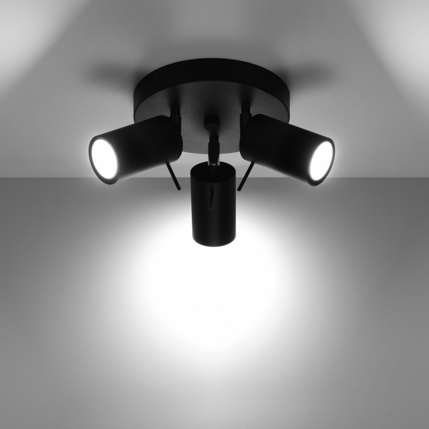 Spotlampe RING 3xGU10/10W/230V sort