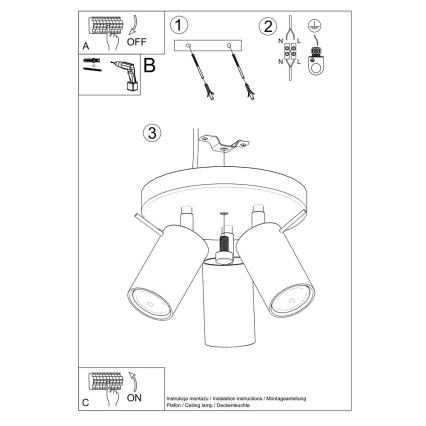 Spotlampe RING 3xGU10/10W/230V sort