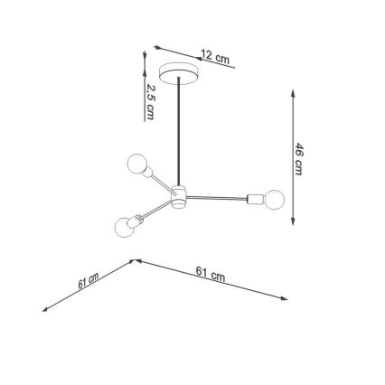 Loftlampe LANGO 3xE27/60W/230V sort