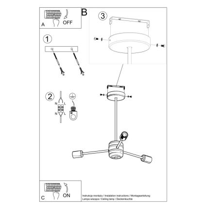 Loftlampe LANGO 3xE27/60W/230V sort