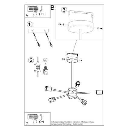 Loftlampe LANGO 5xE27/60W/230V sort