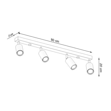 Spotlampe BERG 4xGU10/40W/230V bøg