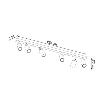 Spotlampe BERG 6xGU10/40W/230V bøg