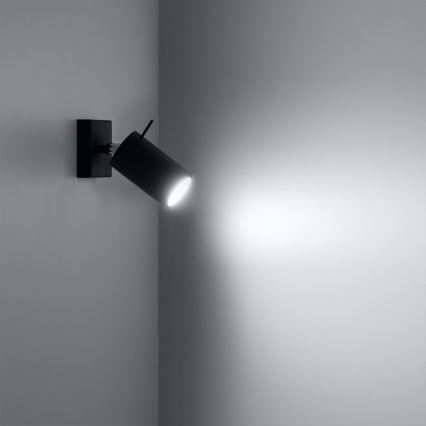 Vægspot RING 1xGU10/10W/230V sort
