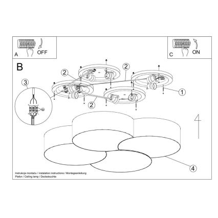 Loftlampe CIRCLE 8xE27/60W/230V hvid