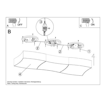 Loftlampe SQUARE 6xE27/60W/230V hvid