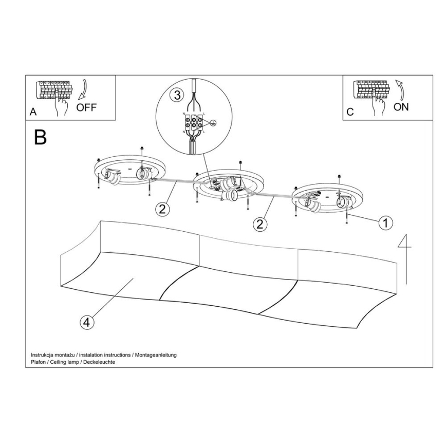 Loftlampe SQUARE 6xE27/60W/230V hvid