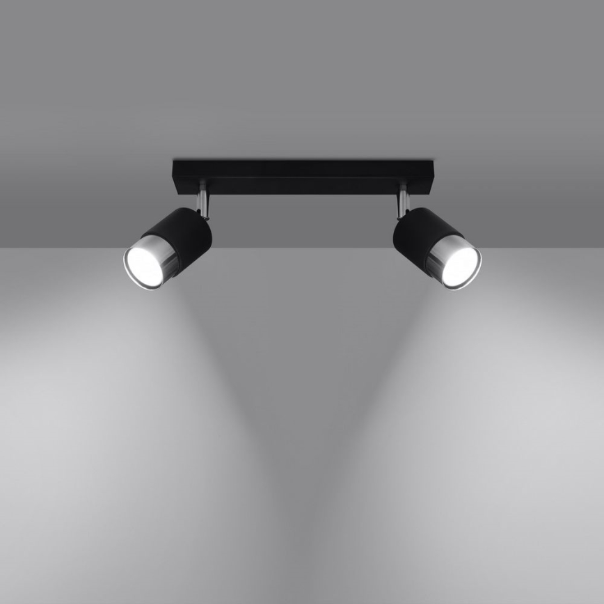 Spotlampe NERO 2xGU10/40W/230V sort/skinnende krom