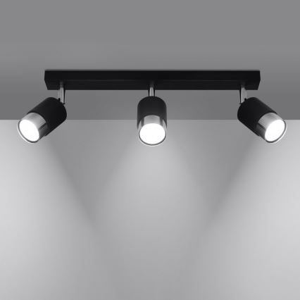 Spotlampe NERO 3xGU10/40W/230V sort/skinnende krom