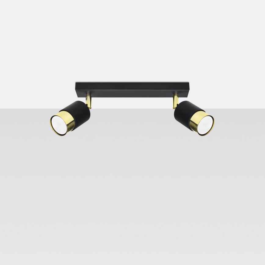 Spotlampe NERO 2xGU10/40W/230V sort/gylden