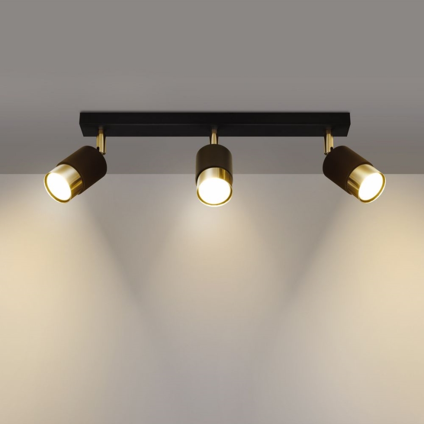 Spotlampe NERO 3xGU10/40W/230V sort/gylden