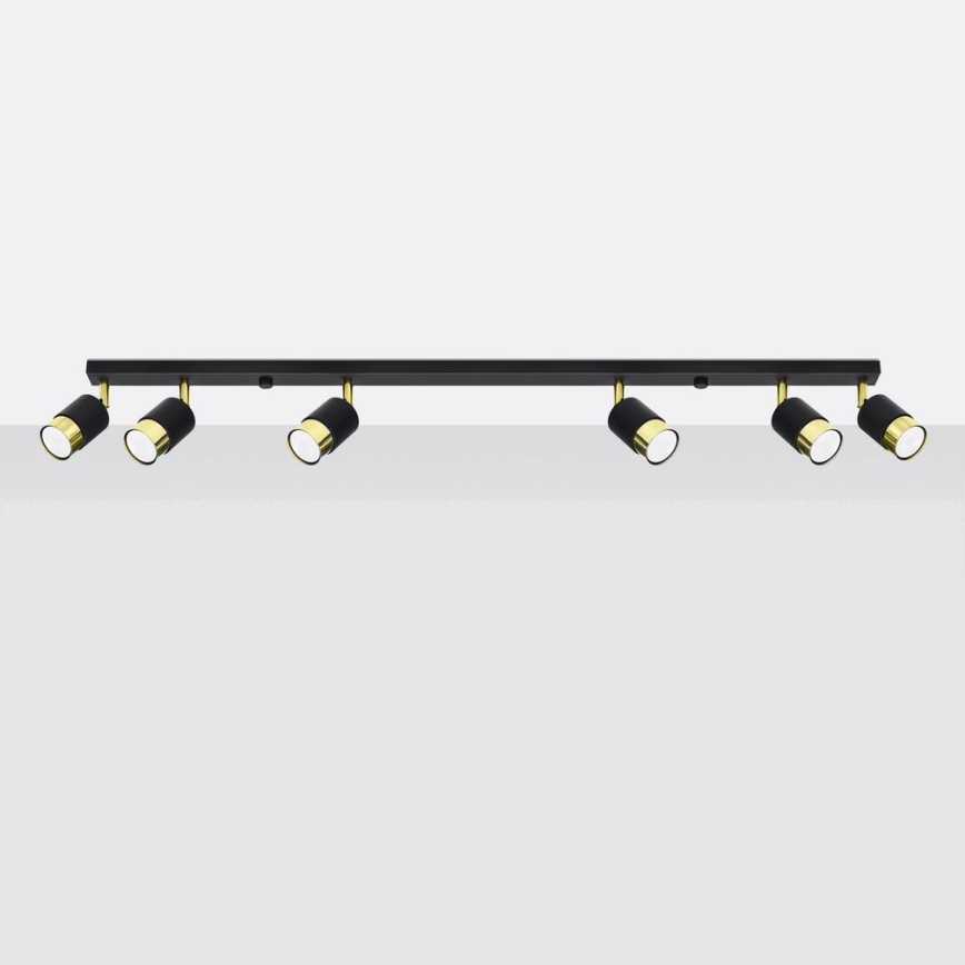 Spotlampe NERO 6xGU10/40W/230V sort/gylden