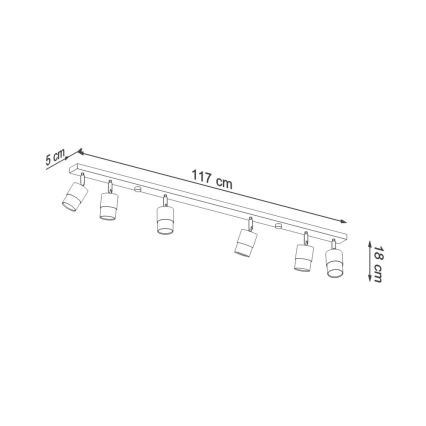 Spotlampe NERO 6xGU10/40W/230V sort/gylden