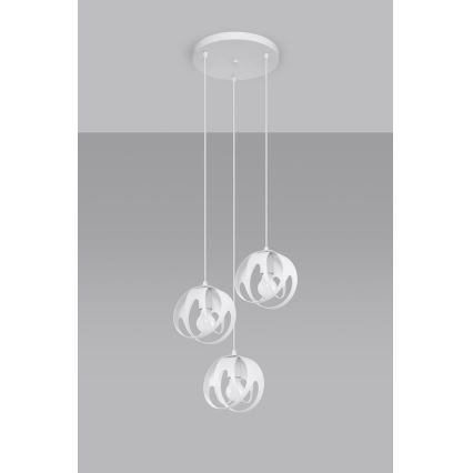Klyngependel TULOS 3xE27/60W/230V hvid