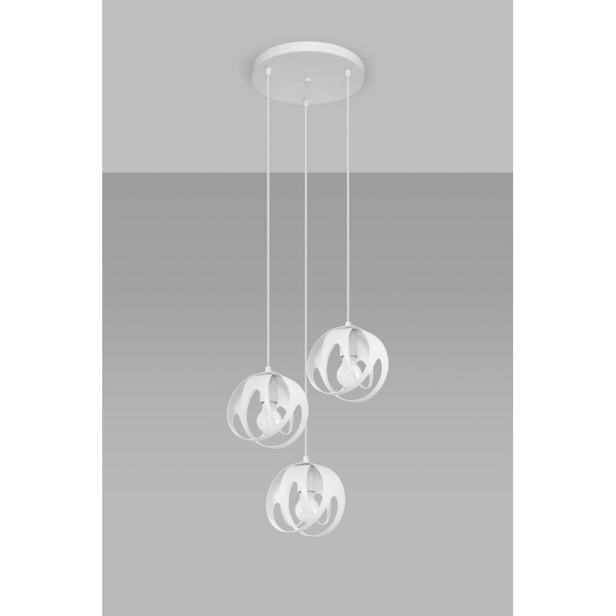 Klyngependel TULOS 3xE27/60W/230V hvid