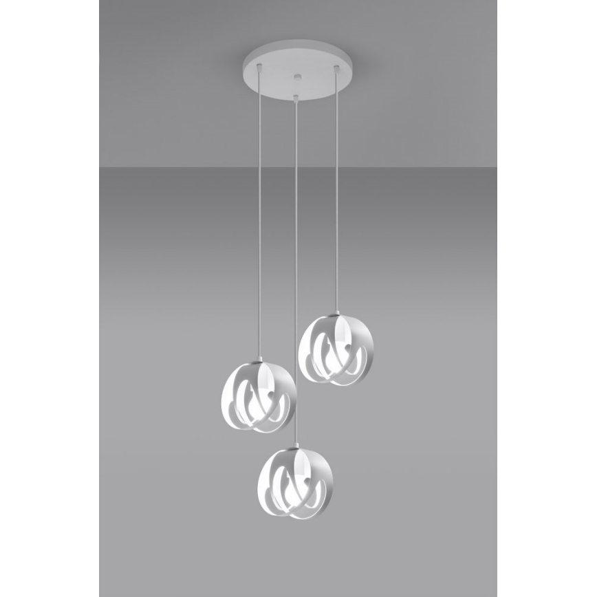 Klyngependel TULOS 3xE27/60W/230V hvid