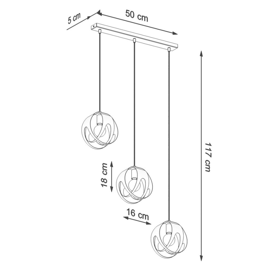 Klyngependel TULOS 3xE27/60W/230V hvid