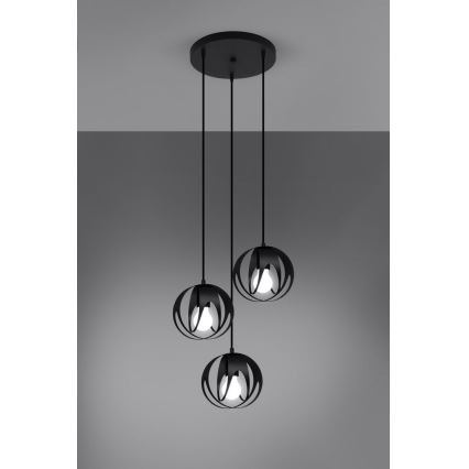 Klyngependel TULOS 3xE27/60W/230V sort